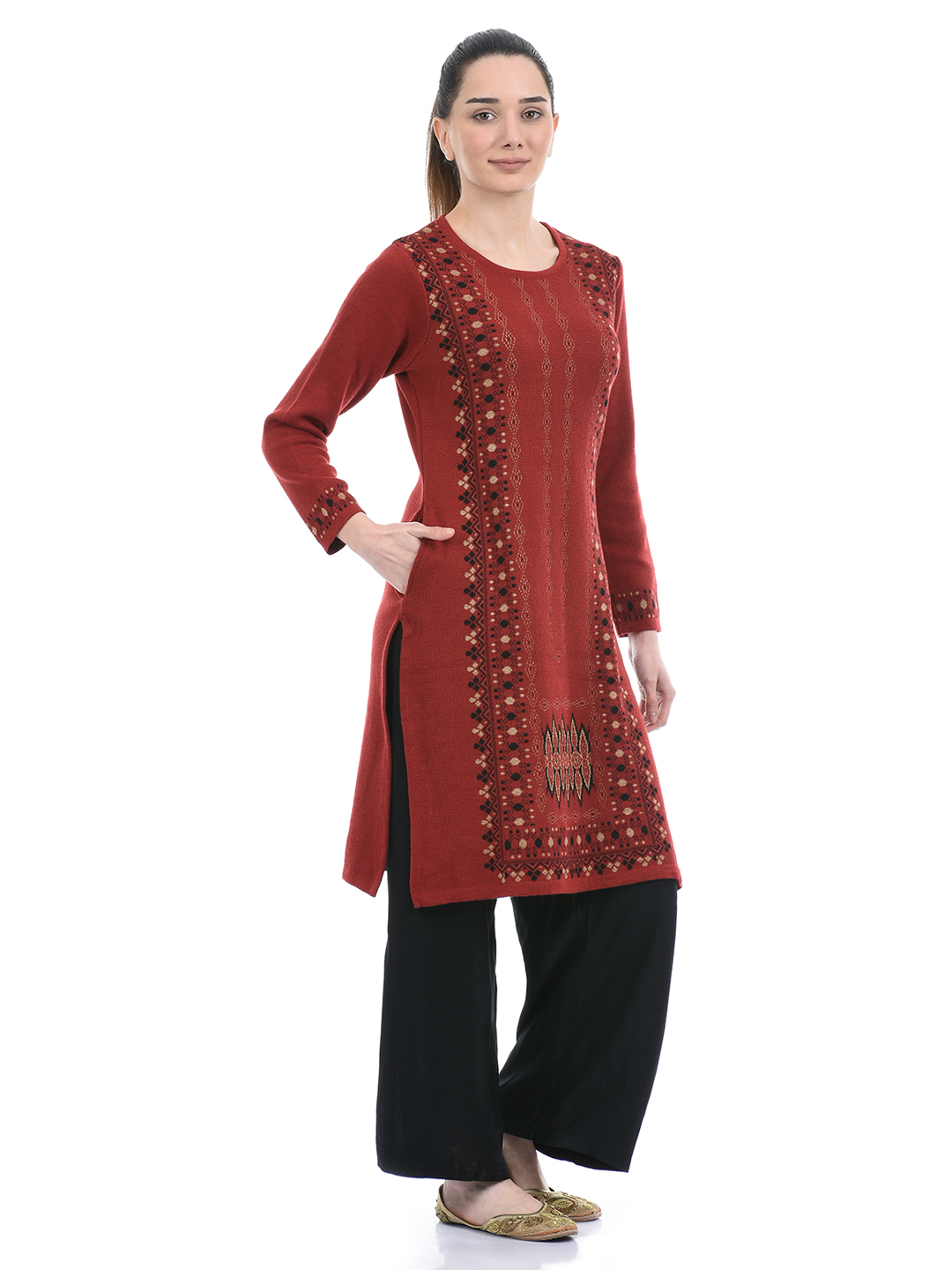 American Eye Women Casual Wear Maroon Kurta